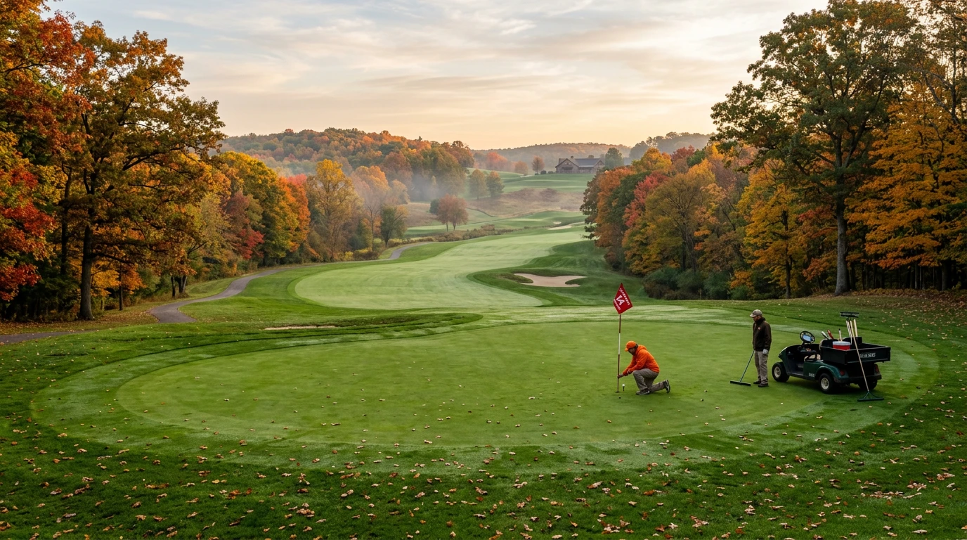 Golfplatz mit Turniervorbereitungen