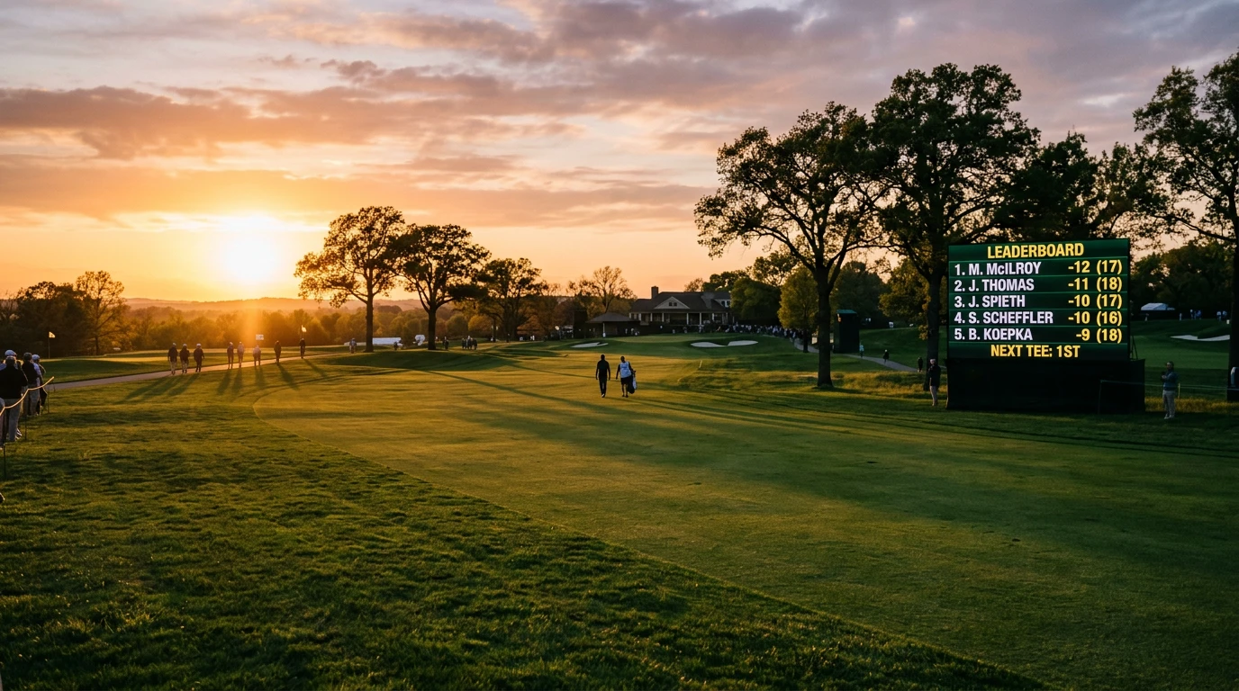 Golfplatz mit Scoreboard und Cut-Linie