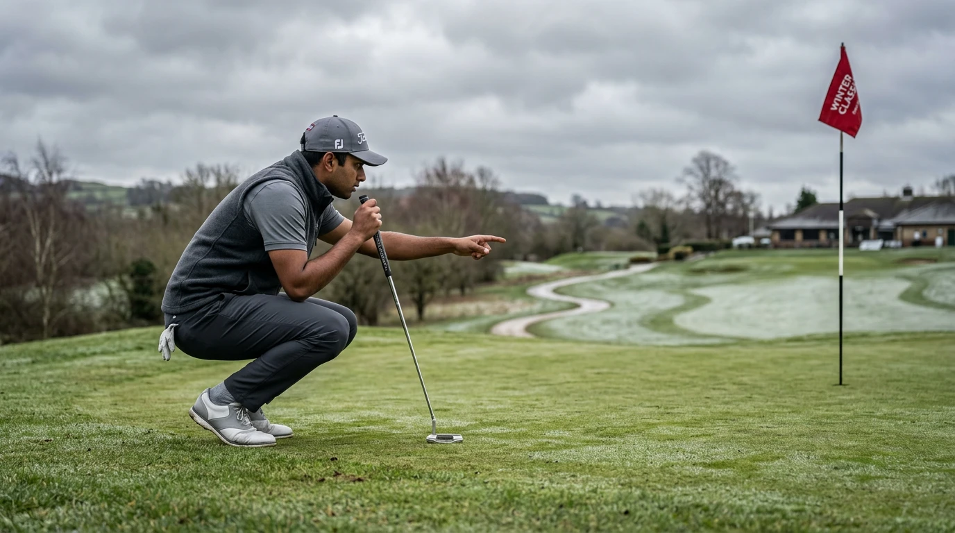 Profigolfer bei der Konzentration vor dem Putt