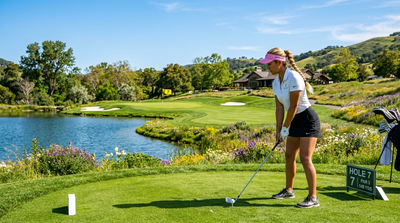 Par-3 Loch auf einem Golfplatz mit Fahne