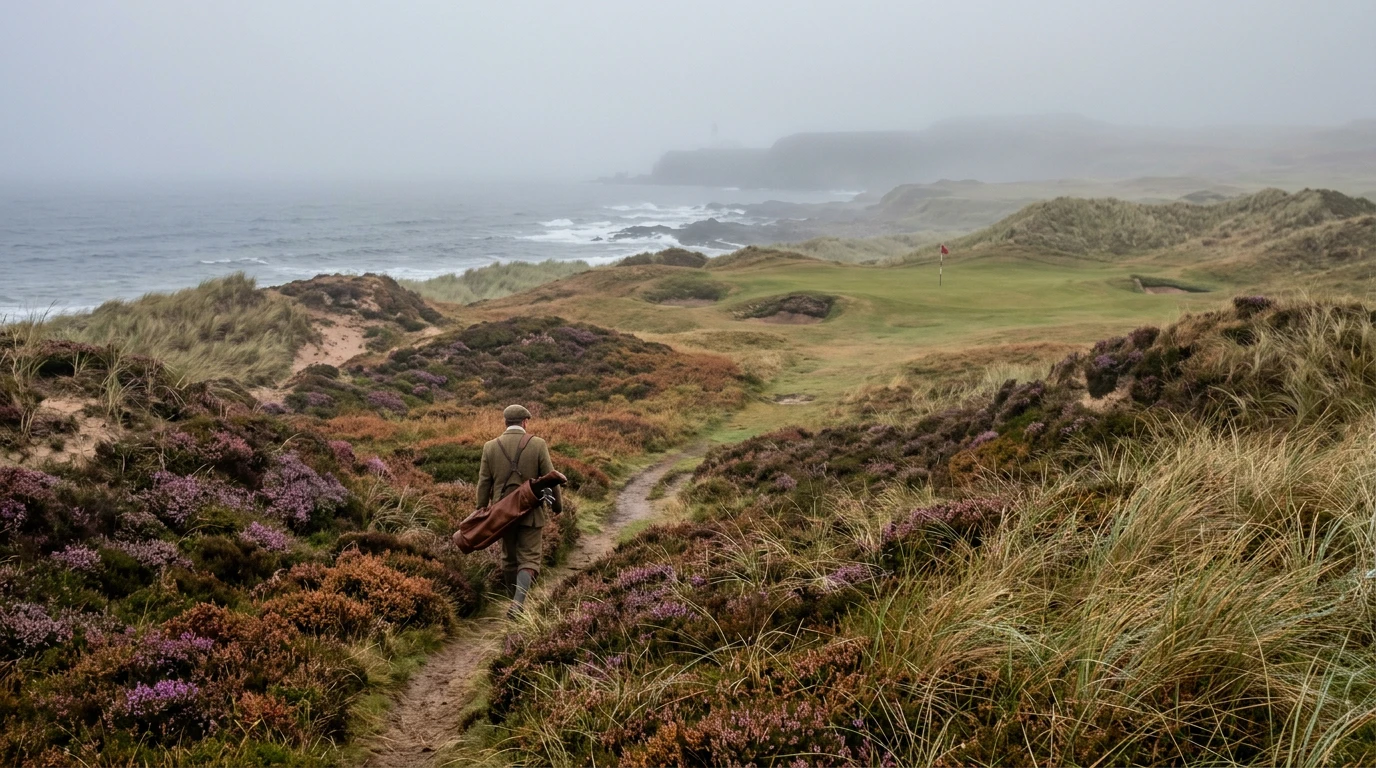 Links-Golfplatz mit Dünen und Meerblick