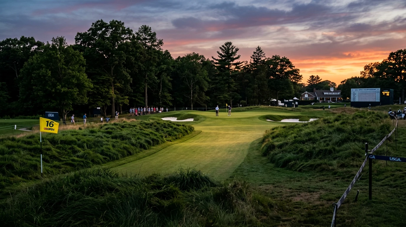 Anspruchsvoller US Open Golfplatz mit tiefem Rough